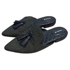 Birdies Green Tweed Mules with Tassels Siz 8.5
